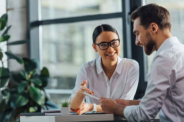 accountant working with client